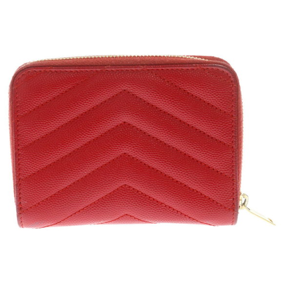 Saint Laurent Wallet Bifold Zip Red Monogram PARIS - Picture 1 of 6